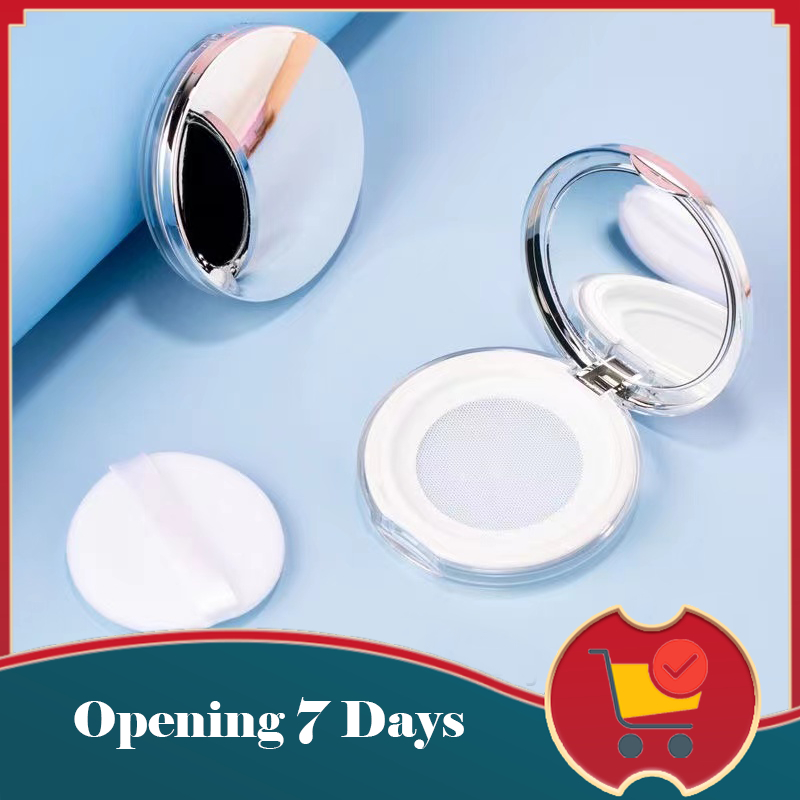 Plastic Loose Powder Compact Container with Velvet Powder puff Mirror ...