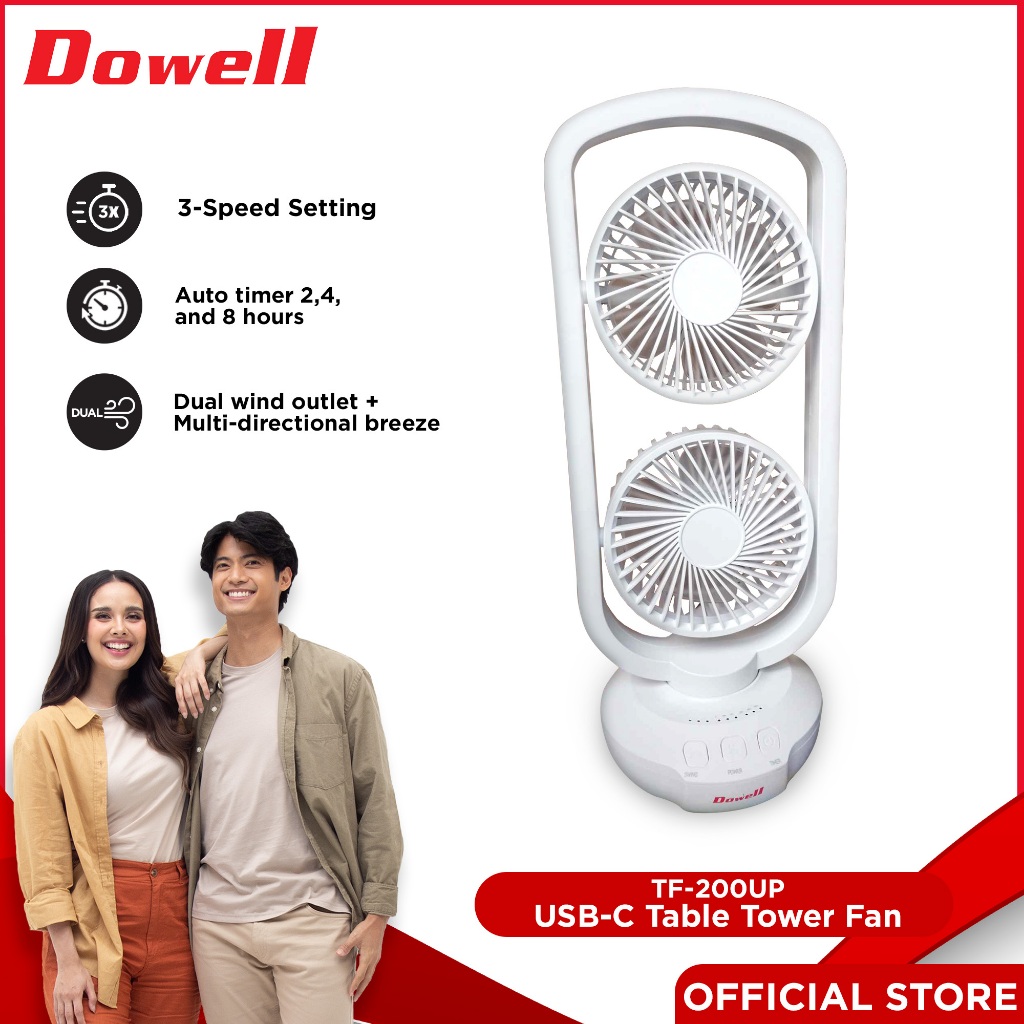 Dowell TF200UP USBC Table Tower Fan Shopee Philippines