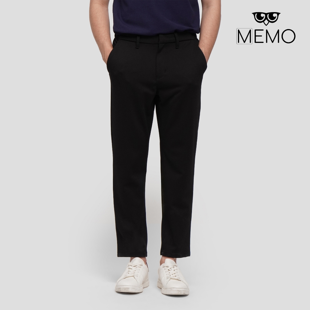Memo Slim Fit Gartered Back Chinos With Folded Cuff For Men (Black/Navy