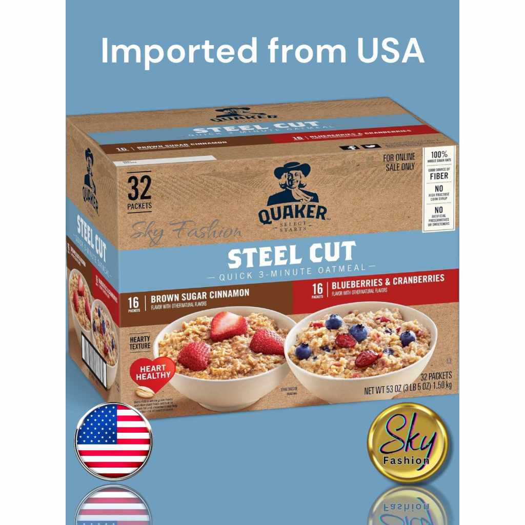 🇺🇲 2pcs Quaker Steel Cut 3 min Quick Cooking Oats, Blueberries