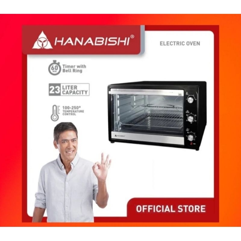 Hanabishi Convection Electric Oven 23L with rotisserie roast function