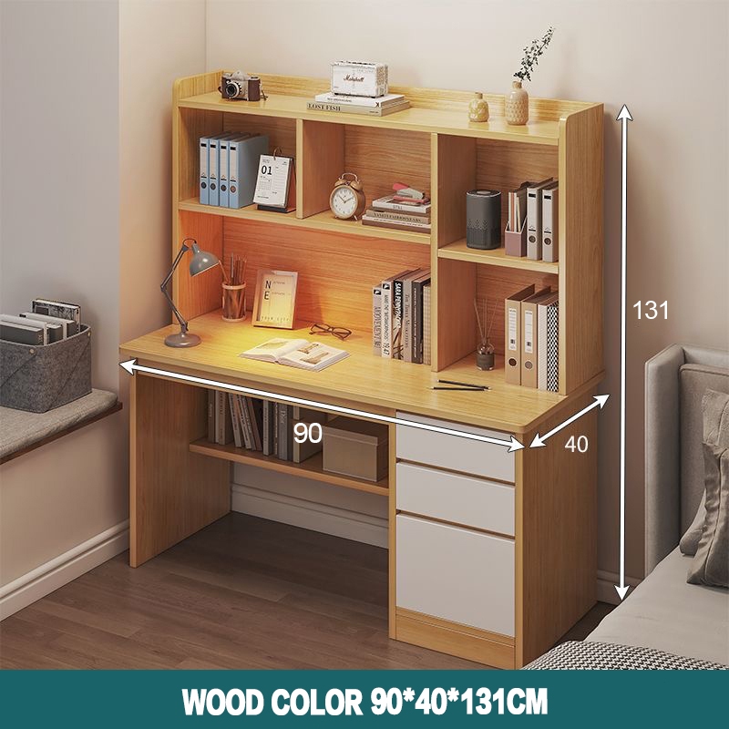 RAMEY Study Table With Bookshelf Computer Desktop Home Office Table ...