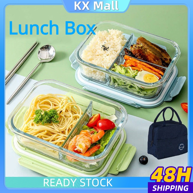 Glass Lunch Box Borosilicate Food Keeper Microwave Leakproof 2/3