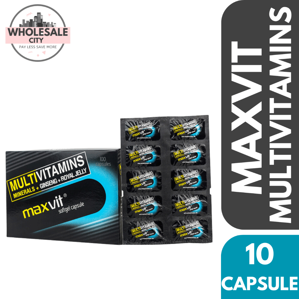 MAXVIT Multivitamins Minerals+Ginseng+Royal Jelly 10 capsule Shopee