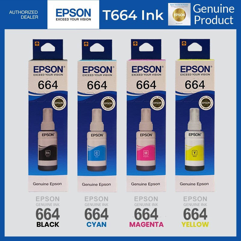 Epson 664 Genuine Bottle Ink Set 70ml T664 Cmyk For L120l120l210l360l220l450l550l1300with Box 4029