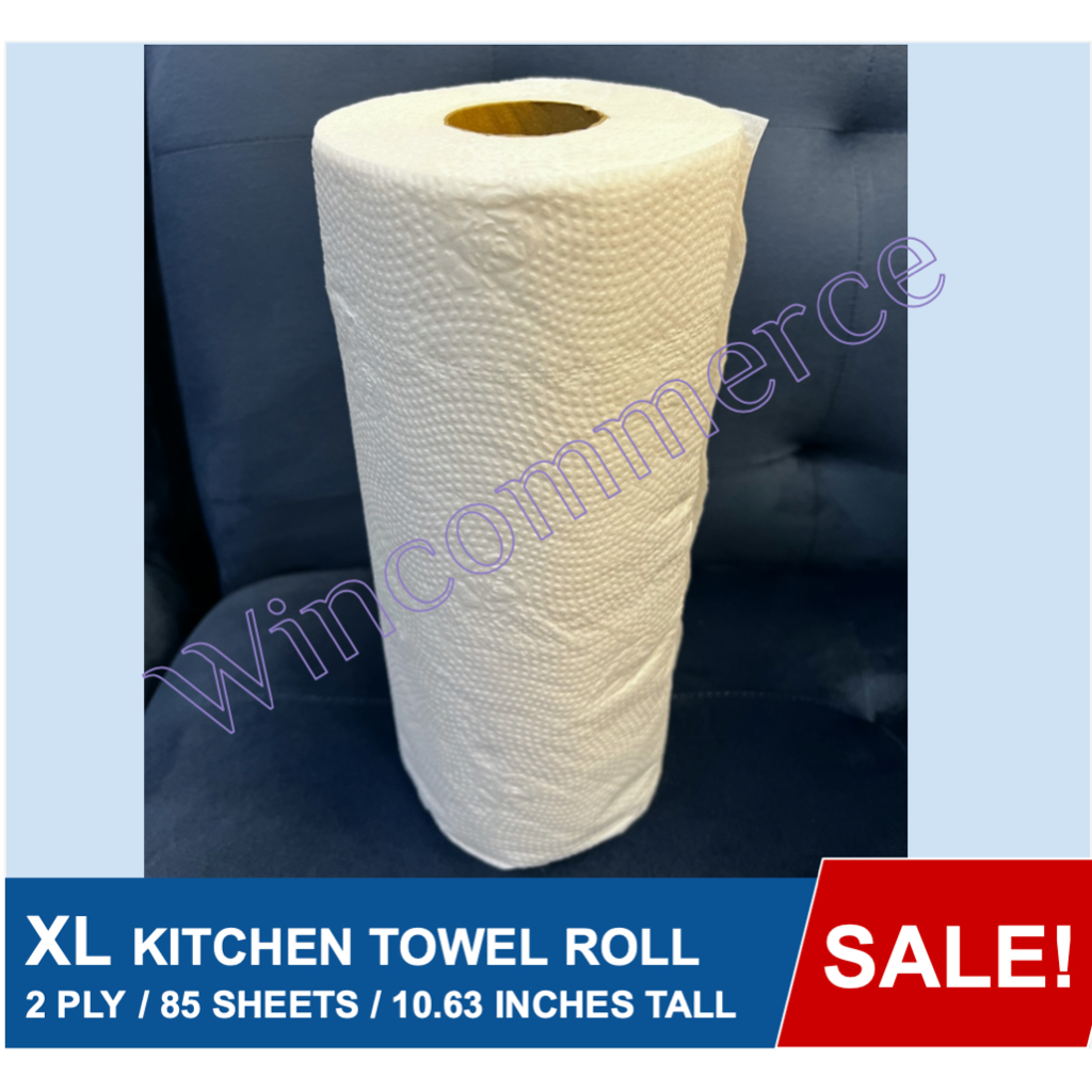 XL Kitchen Towel Roll 10.63 inches tall 85 sheets 2 ply VIRGIN Pulp