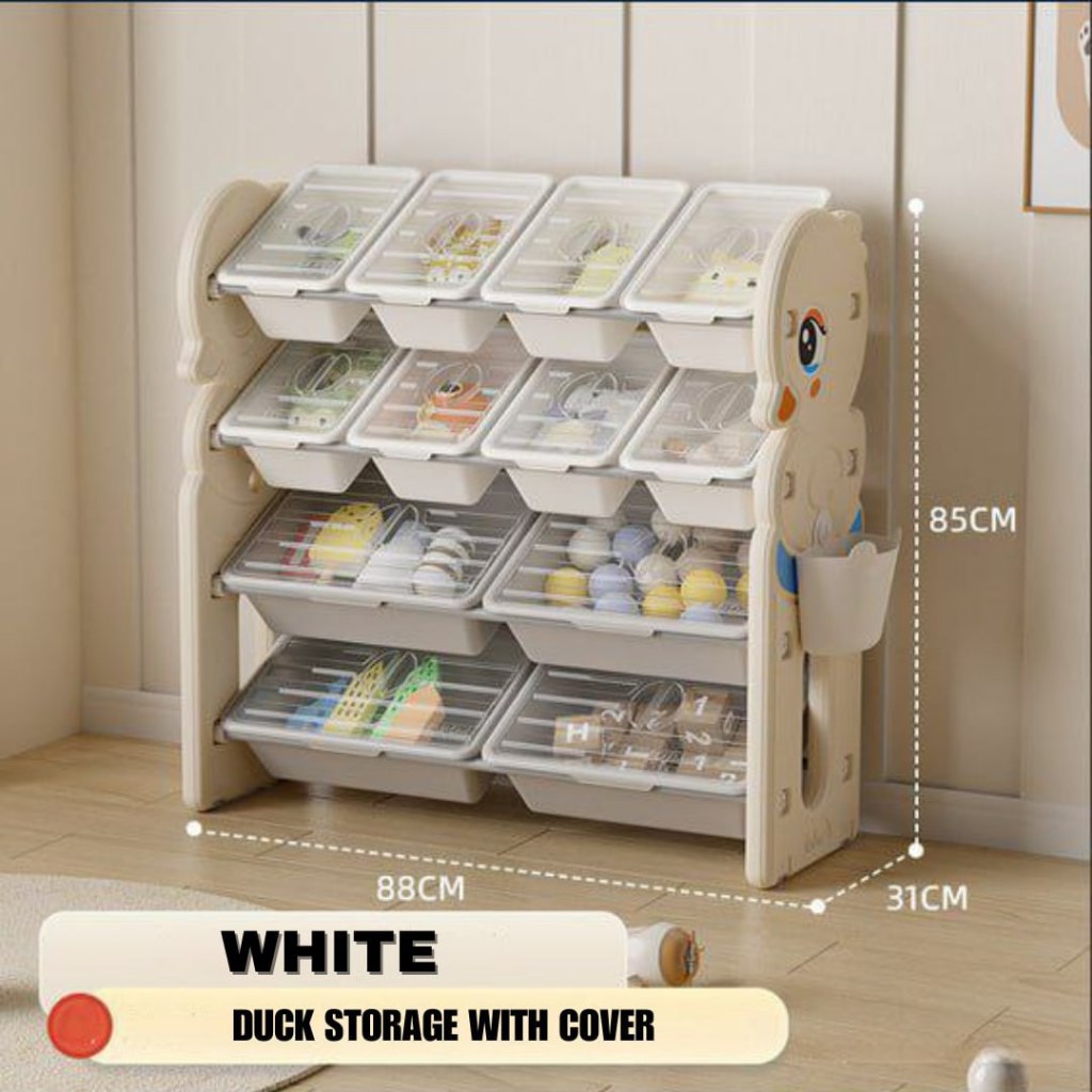 BYJ Animal Toy Storage Rack with Cover Duck and Bear Design Minimalist ...