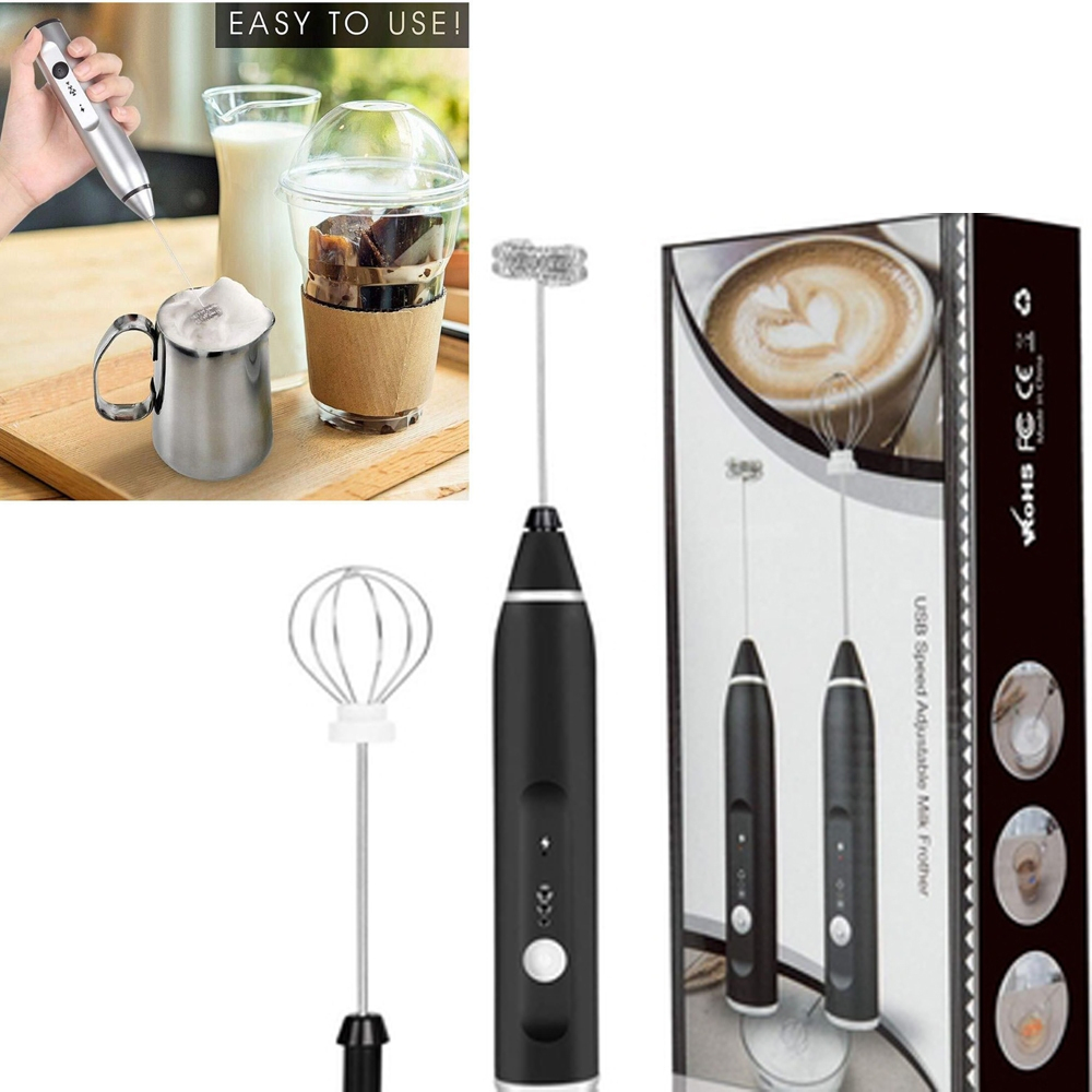 3Speed Electric Coffee Mixer Rechargeable Milk Frother Shaker Maker