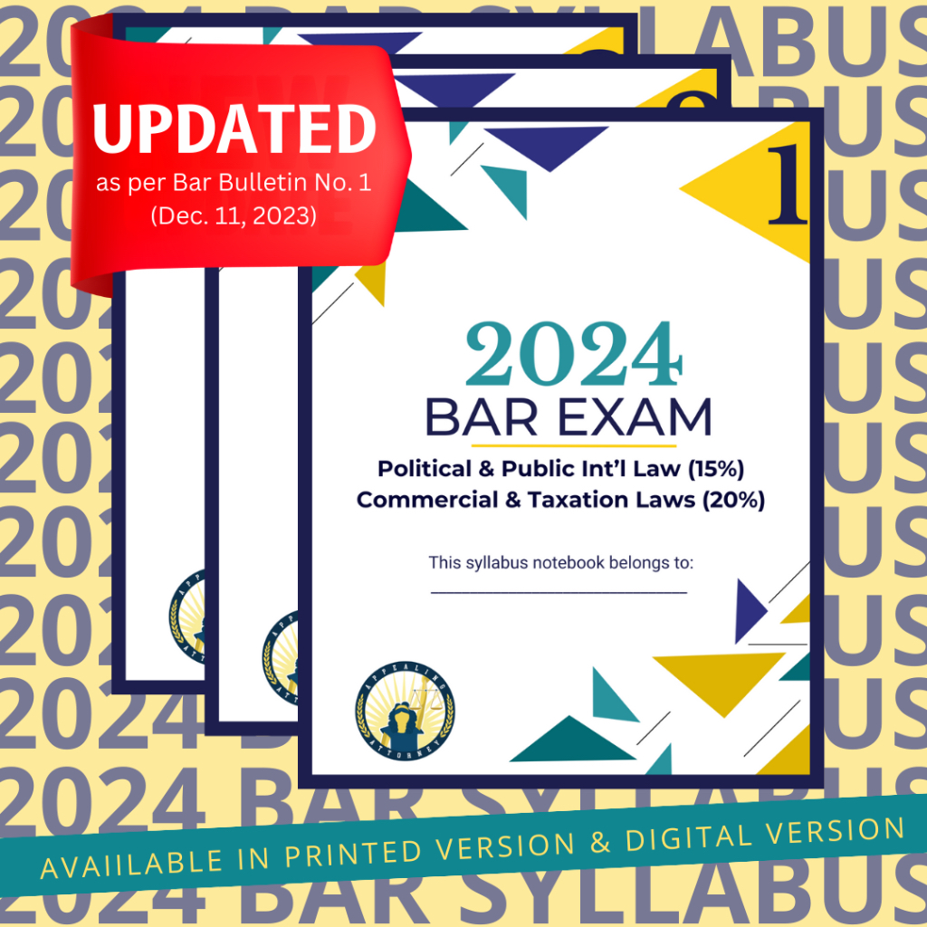 [UPDATED] 2024 Bar Exam Syllabus Notebook Big Size (Letter Size) Set of