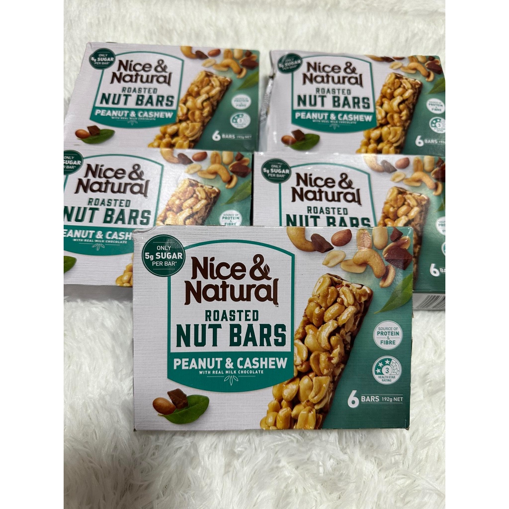Nice and Natural roasted nut bars peanut and cashew 6 bars 180g