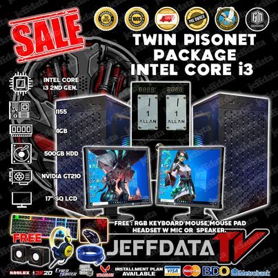 TWIN Pisonet Set i3 2ndgen 4gb 500gb hdd gt210 17sq LCD Monitor w ...