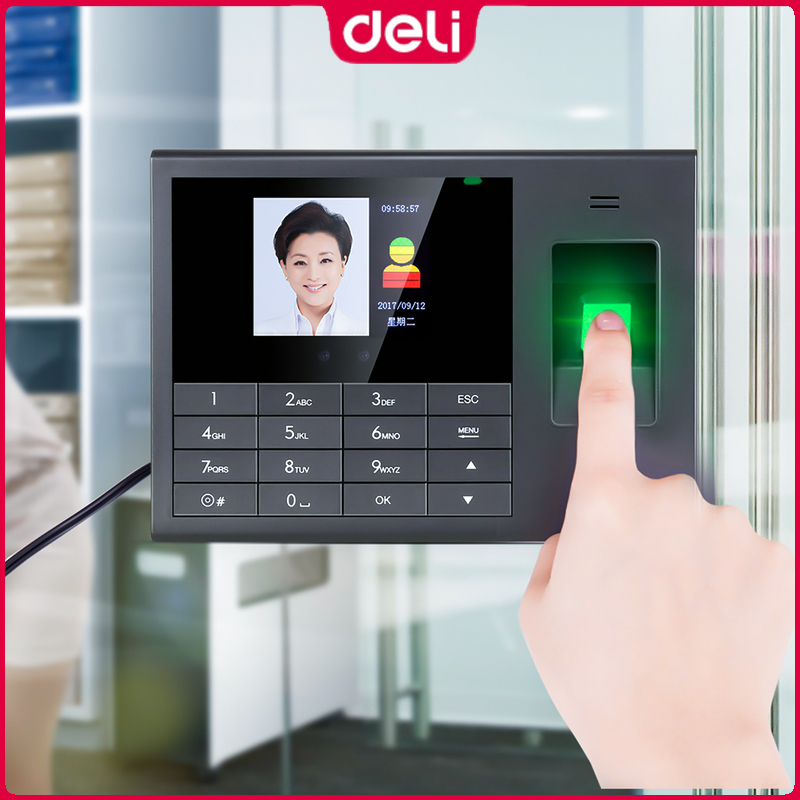 Deli E3765 Face Attendance Biometric Office Fingerprint Scanner Machine ...