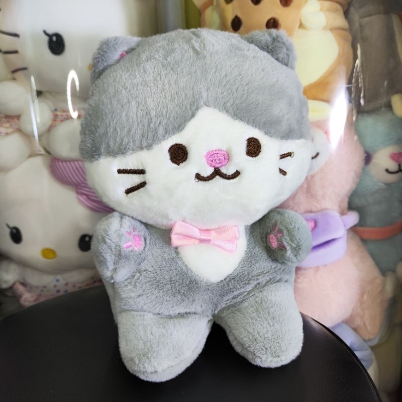 Arcade Prize Sophisticated Gray Cat Bow Plush Cute Stuffed Toy Gift ...