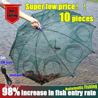 10pcs】6/8/10 Holes Automatic Fish trap Folded Portable Umbrella