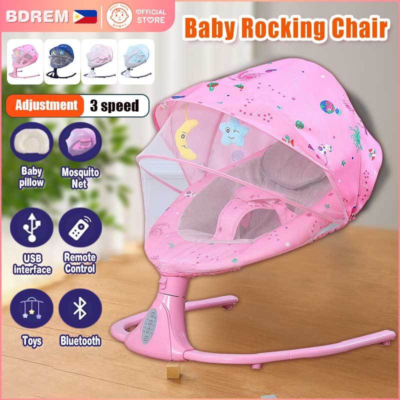Electric Rocking Chair for Baby Infant Rocker Foldable Electric Swing Chair  with Mosquito Net