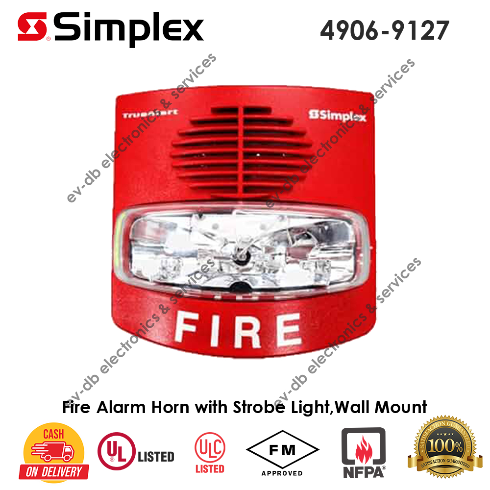 Simplex 4906-9127 Fire Alarm Horn With Strobe Light, Wall Mount, Horn 