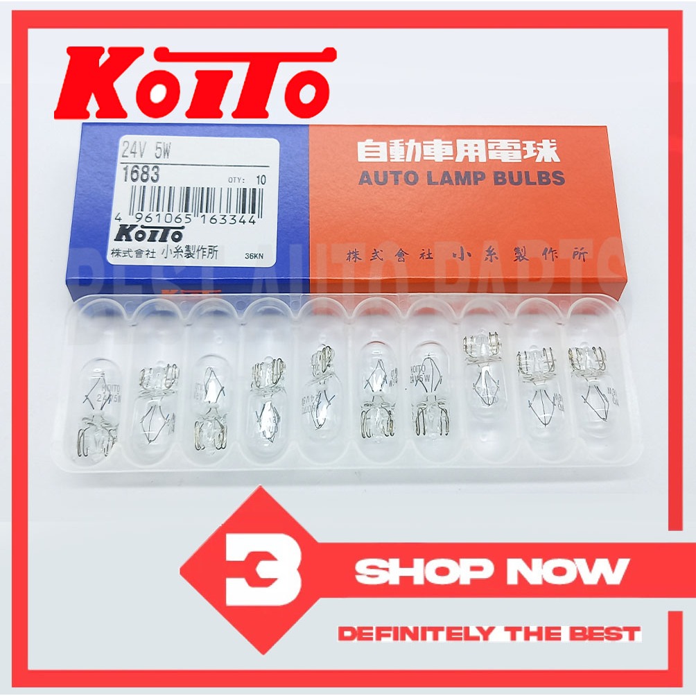 KOITO Halogen Bulb T10 || 24V-5W - 1683 ( 10pcs per Box ) ( Made in ...
