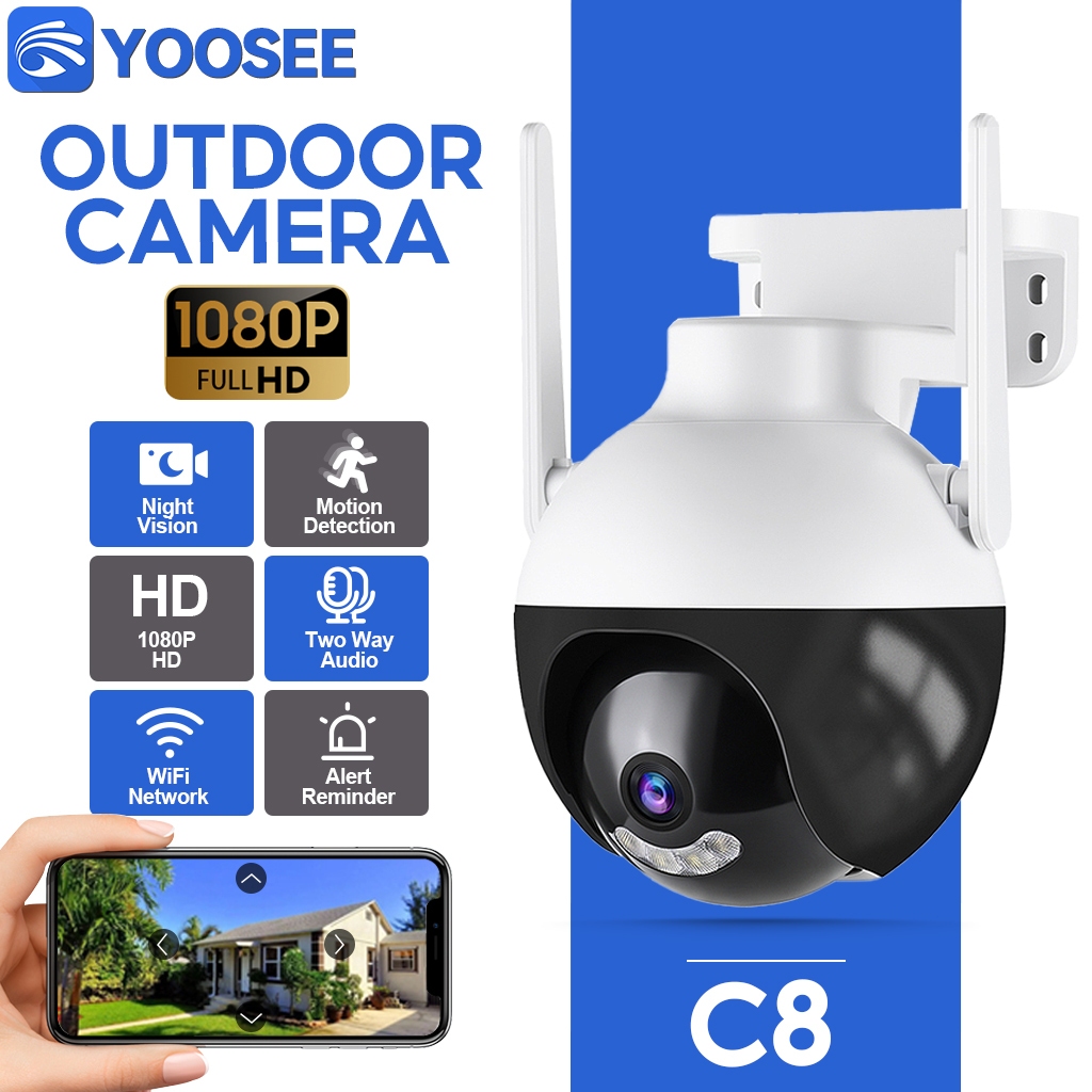 V380 C8 CCTV Camera Color Night Vision 1080P Outdoor Security WiFi 360° 5X Wireless CCTV IP