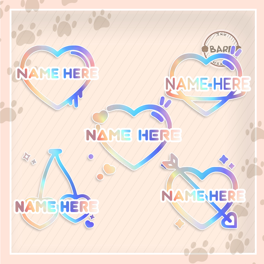 Customize [Heart Design] Holographic Decal Sticker Personalize Custom ...