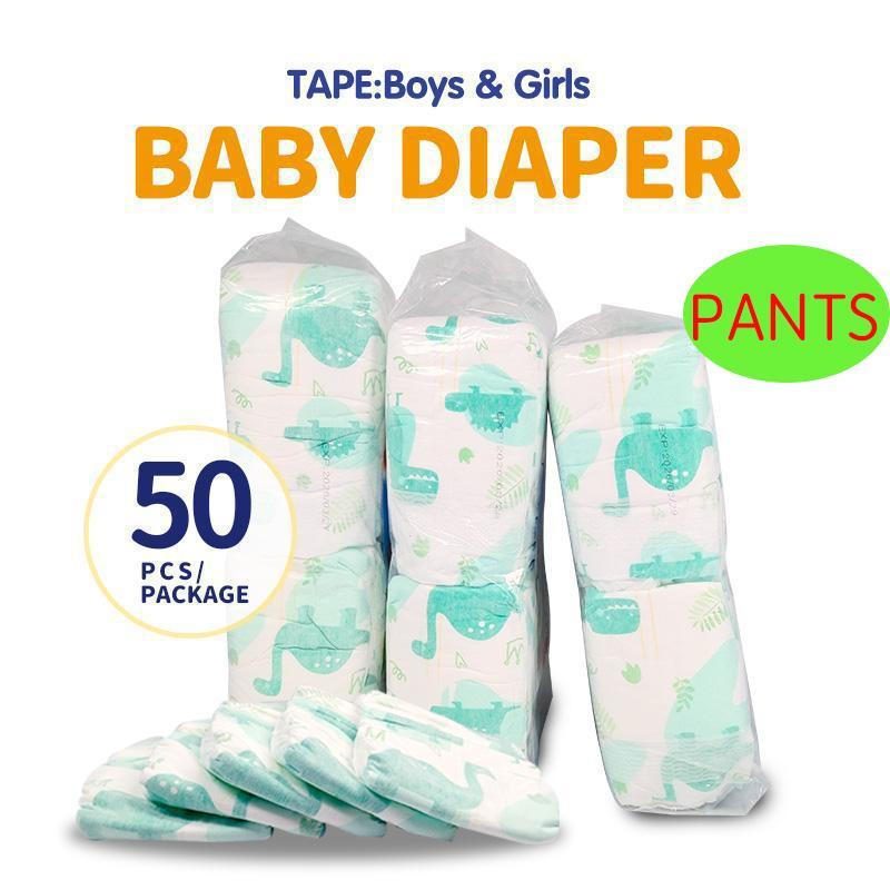 Korean Baby Diaper 50pcs Pants/Tape M/L/XL/XXL/XXXL Unisex Soft and Dry