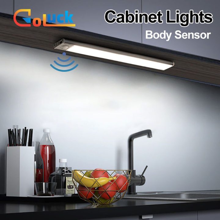 LED 3 Color Night Light Wireless Motion Sensor Cabinet Lamp USB ...