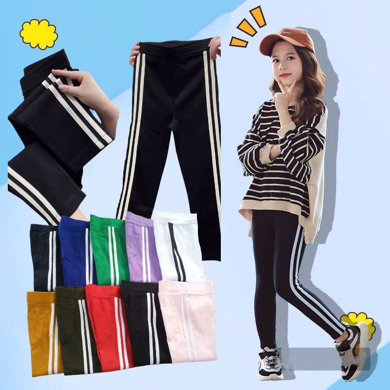 669 KIDS GIRLS TRACK PANTS FITTED PANTS TWIN LININGS FASHION (M-L