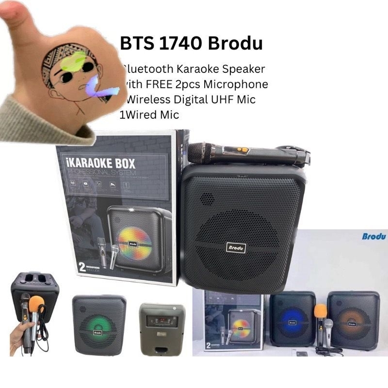 BTS 1740 Brodu Bluetooth karaoke speaker with Free 2 Microphone and ...