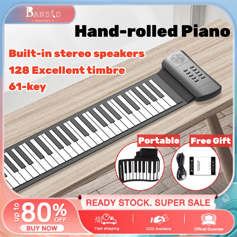 BANSID 61 Keys Roll Up Piano Portable Electronic Hand Roll Piano with Silicone Piano Keyboard