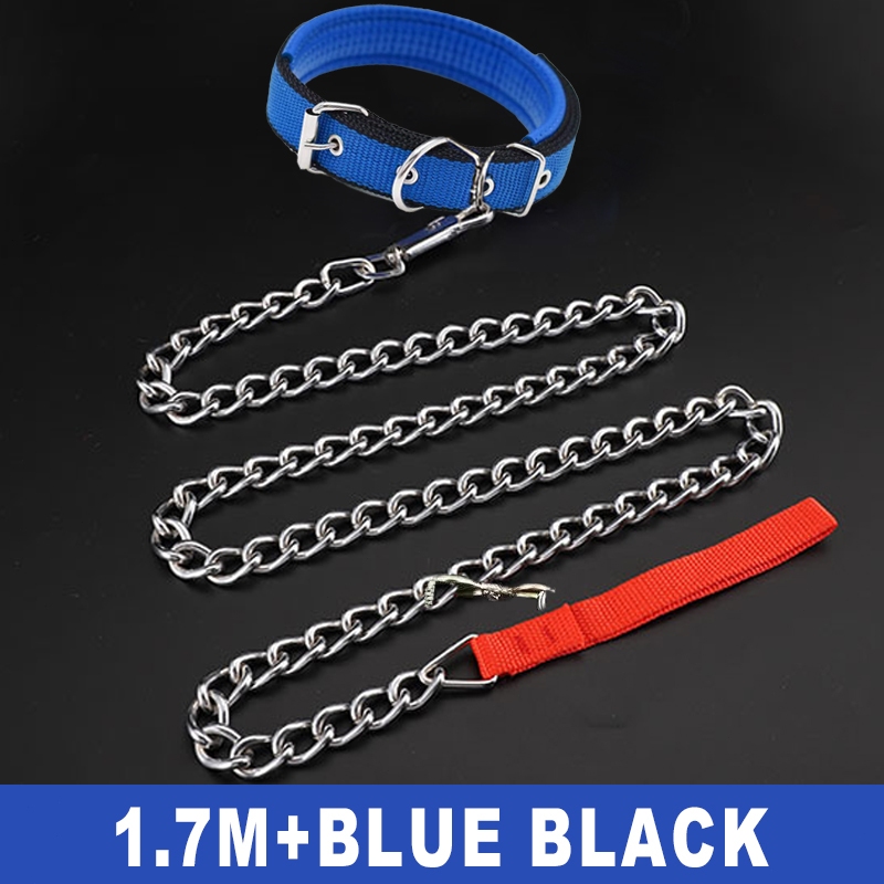 Stainless Steel Dog Chain & Collars dog leash big dog chain dog collar adjustable durable 1.2M1