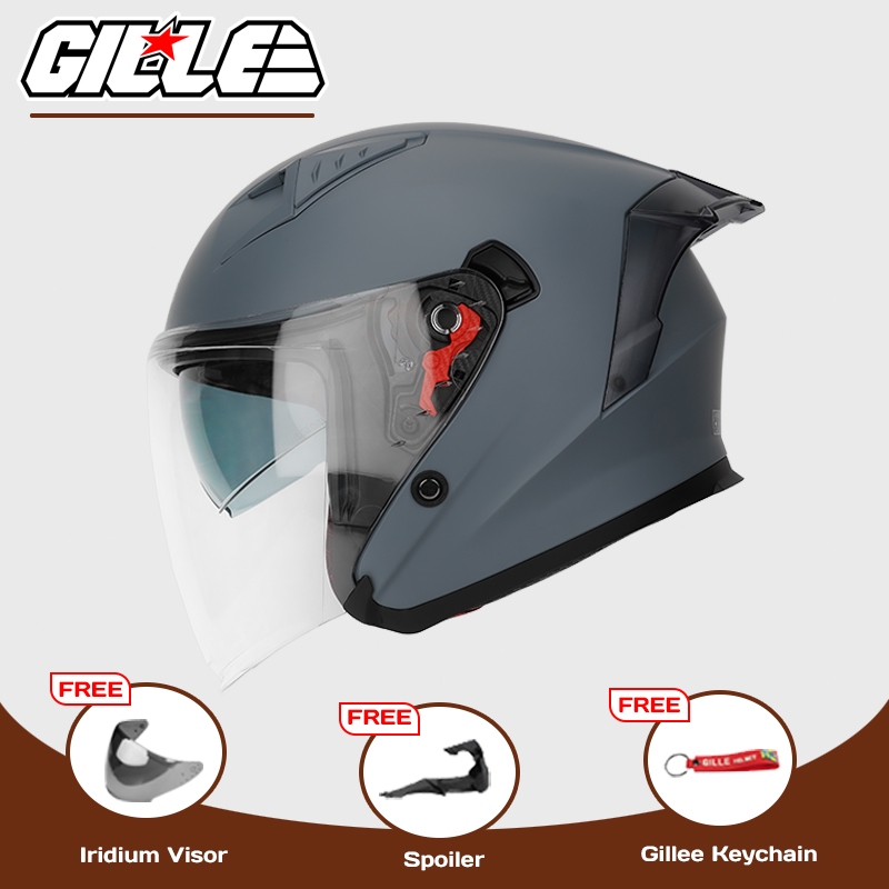 GILLE HELMETS 172 GVRV1 PLAIN Half Face Dual Visor Helmet for