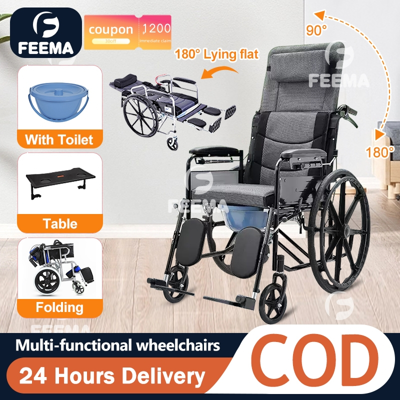 Folding Wheelchair With Toilet, Lightweight Elderly Trolley ,Small