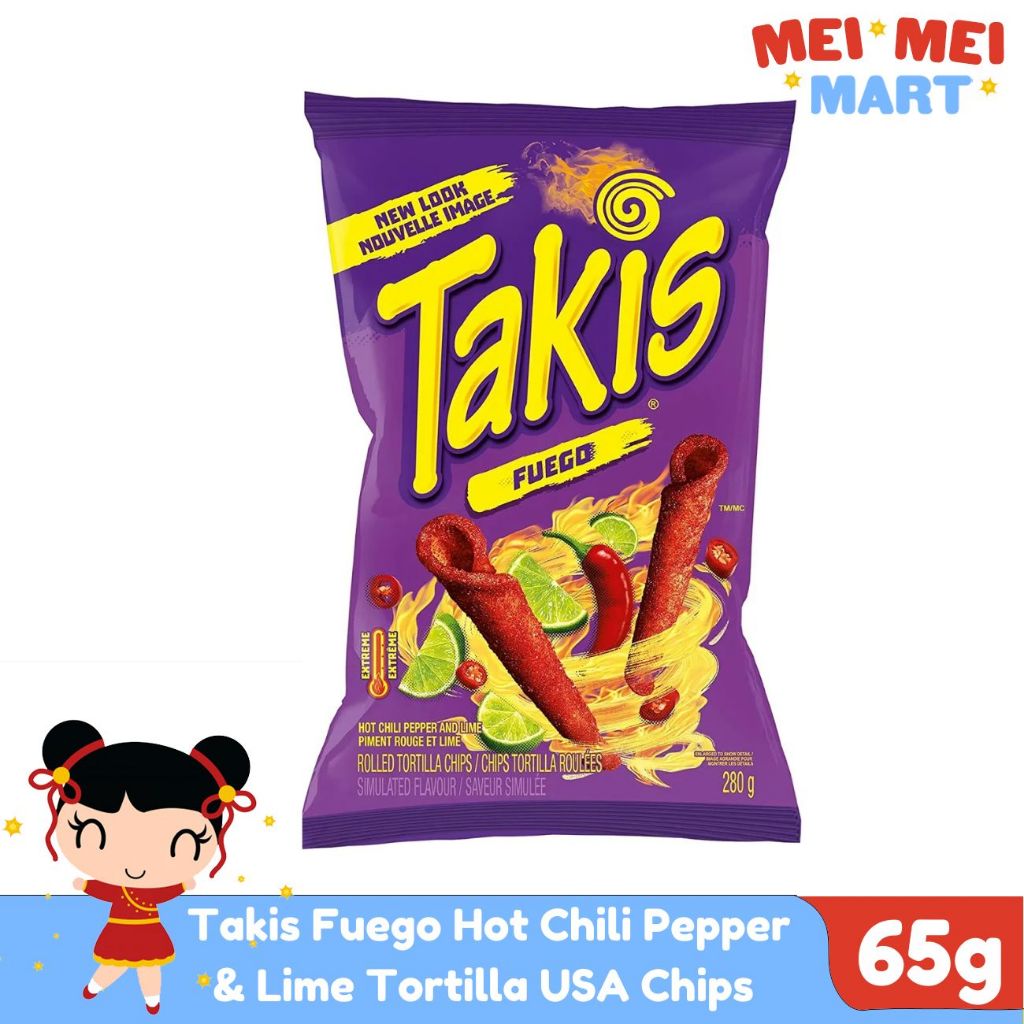 Takis Fuego Hot Chili Pepper & Lime Tortilla USA Chips 65g | Shopee ...