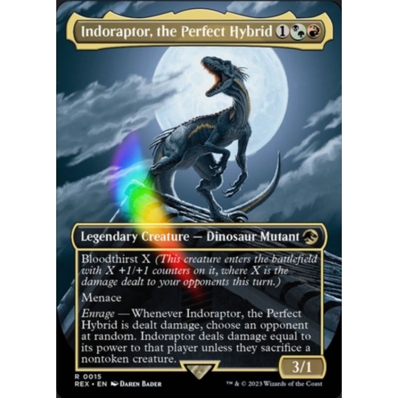 MTG Proxy, Indoraptor the Perfect Hybrid Borderless Foil, Ixalan REX ...