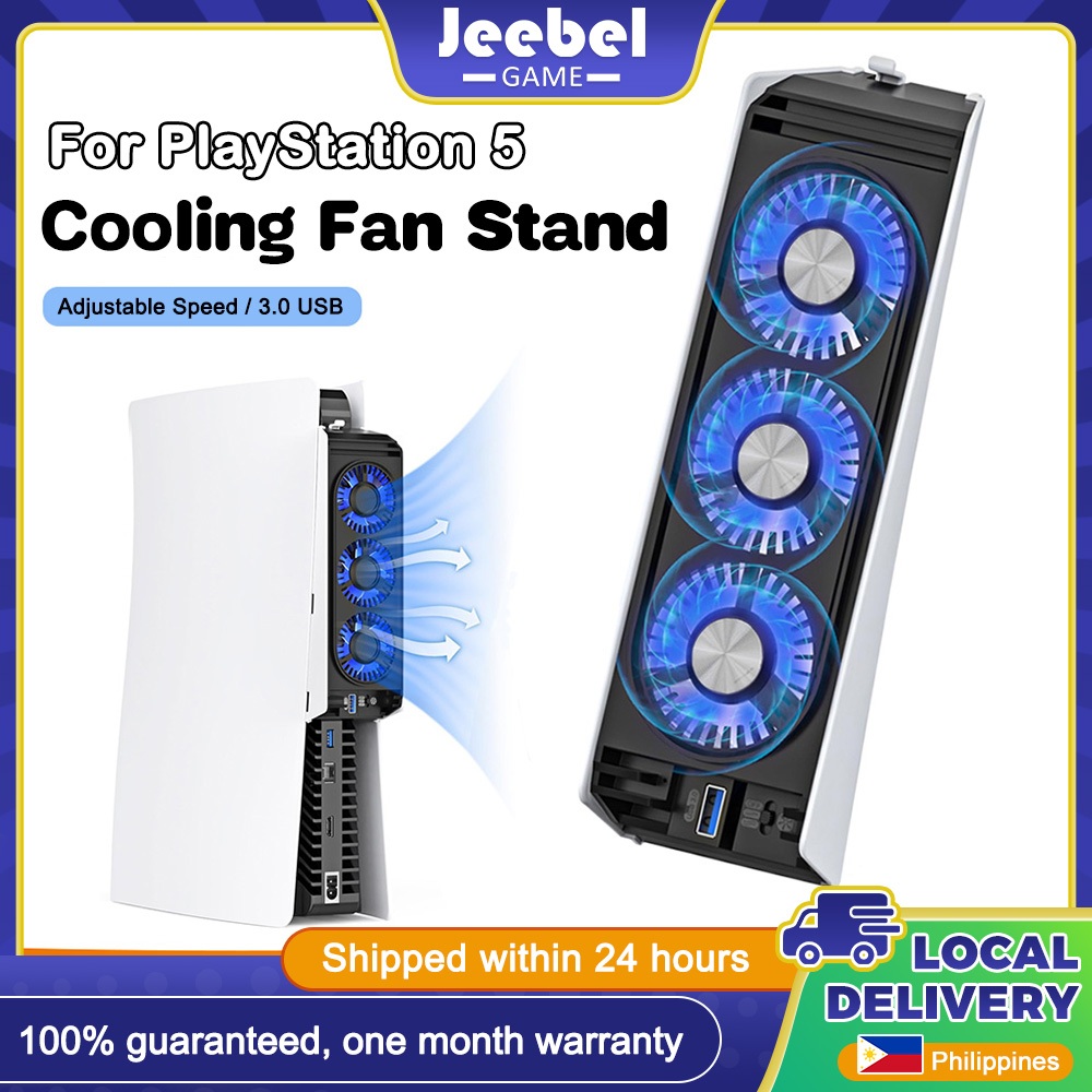 PS5 Cooling Fan USB Rear Cooler Fan with LED Light Two Gear Adjustment ...