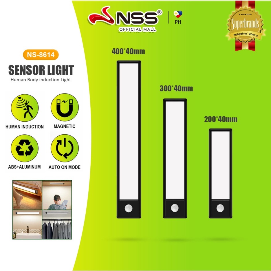 NSS Motion Sensor Lights LED Light Magnetic Closet Bathroom Stair ...