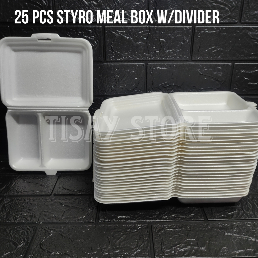 DISPOSABLE STYRO FOAM MEAL BOX W/DIVIDER 25PCS TISAY STORE Shopee