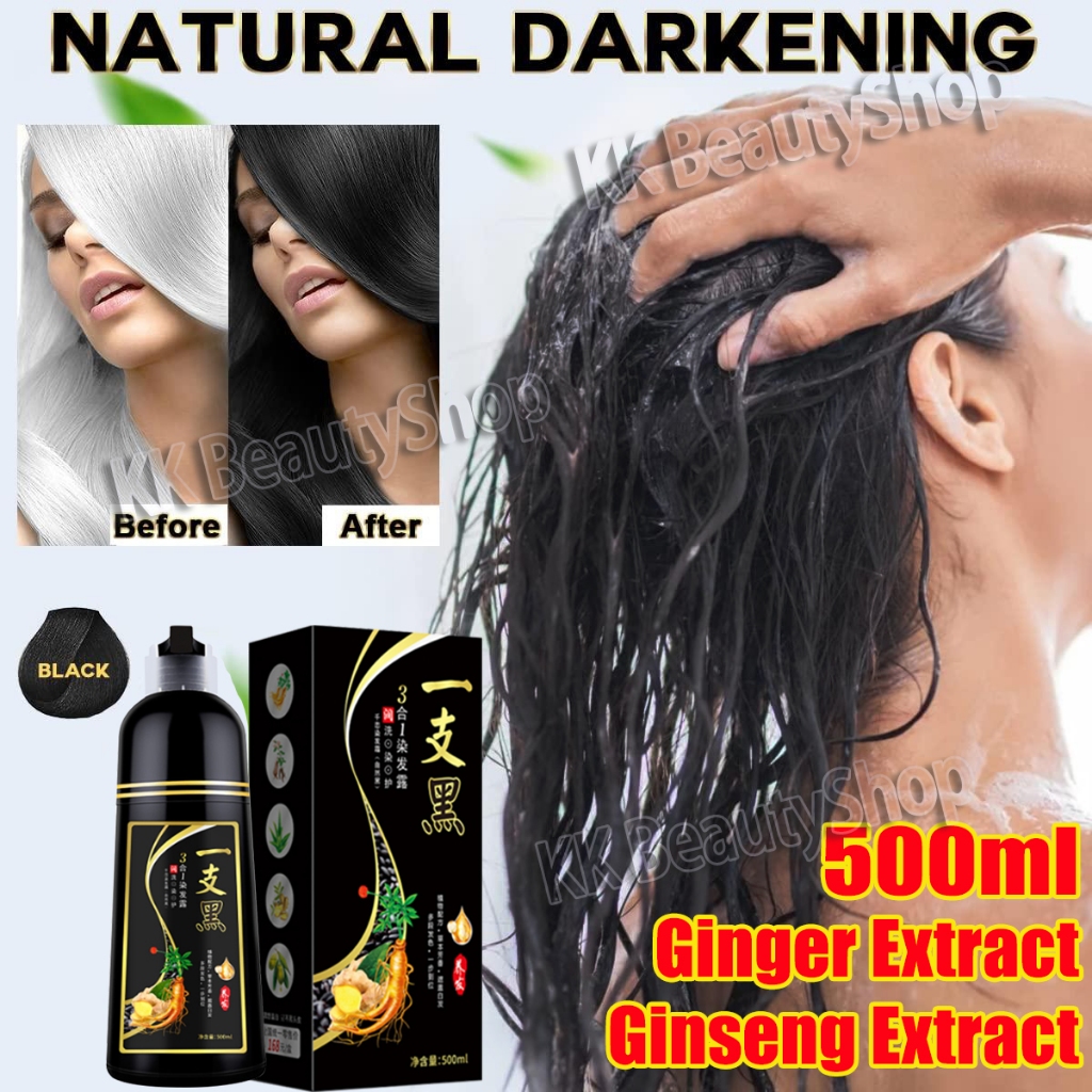 500ML Herbal Hair Dye Shampoo Black Hair Color Shampoo in 5 Minutes ...