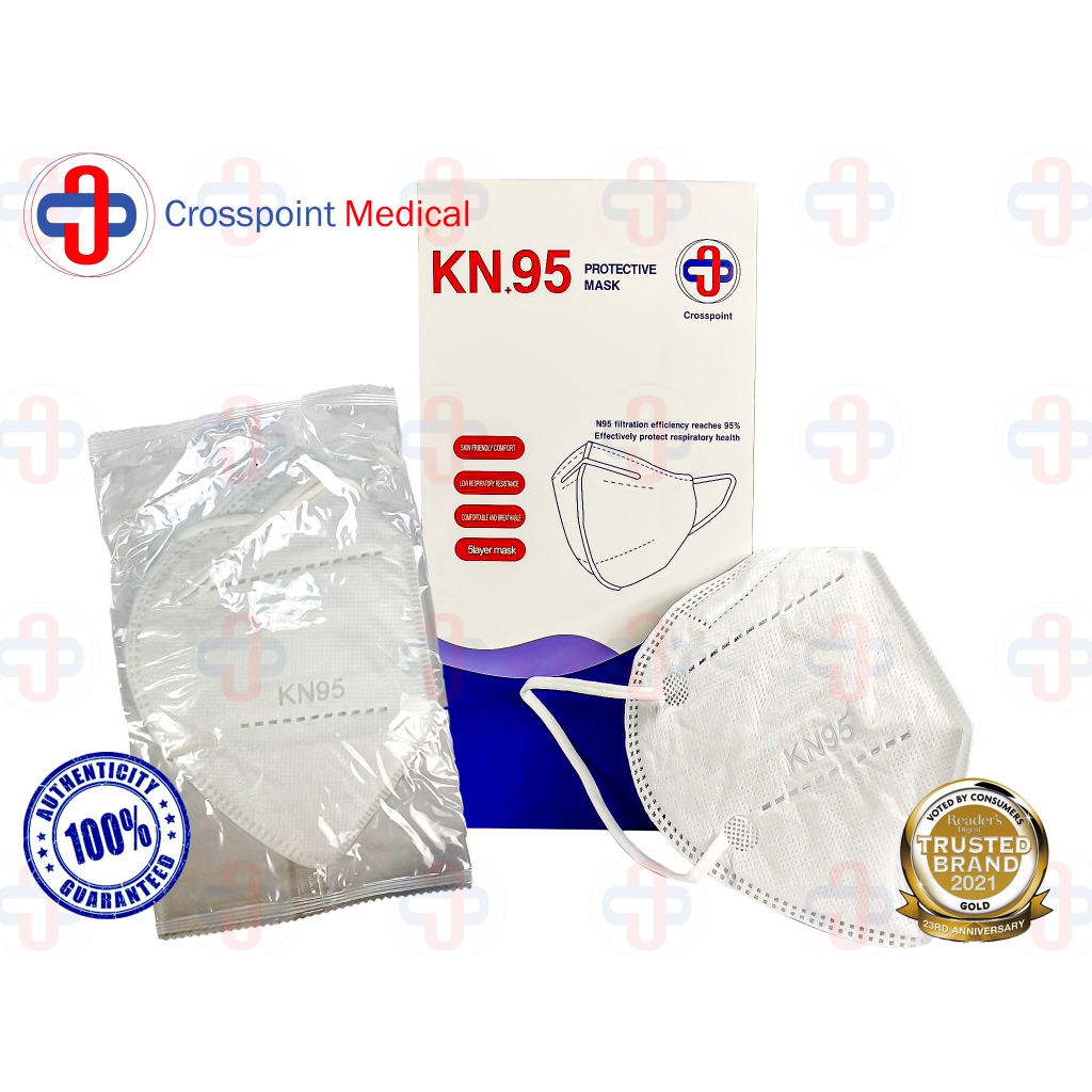Crosspoint FaceMask KN95 white ( with Box ) 50 pcs/Box | Shopee Philippines