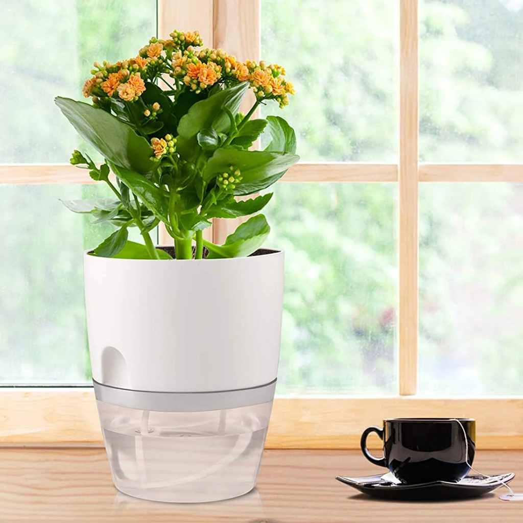 Indoor Outdoor Flower Pot Clear Bottom Planter Water Inlet Self ...