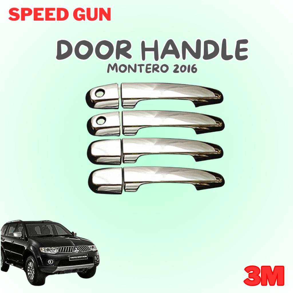 SPEED GUN Door Handle For Montero 2016 Model Chrome ABS Plastic with 3M