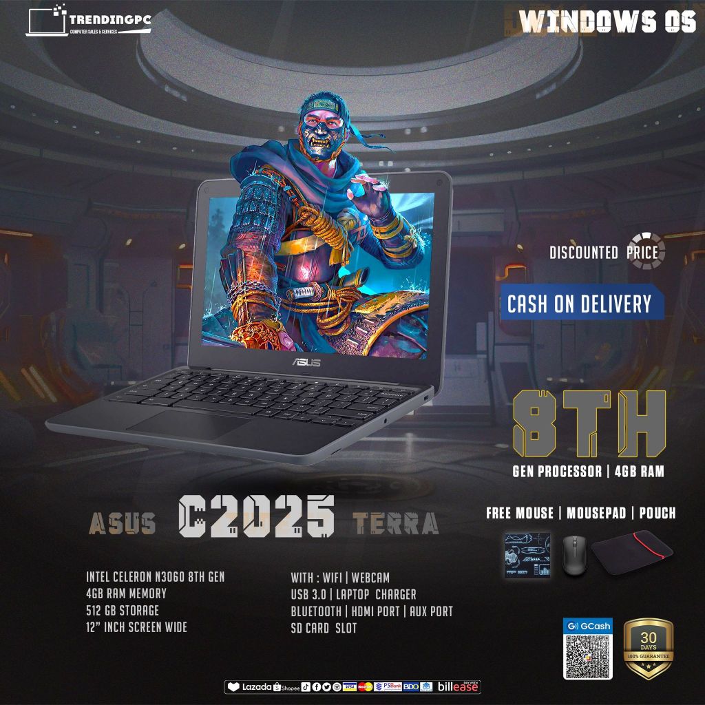 ASUS C2025 TERRA CHROMEBOOK INTEL CELERON N3060 8TH GEN | 512GB | 4GB