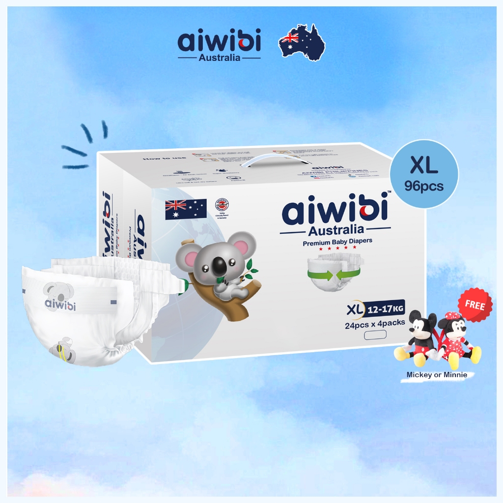 [Carton Box] Aiwibi Super Soft Baby Tape Diapers XL - 24 Pcs X 4 Packs ...