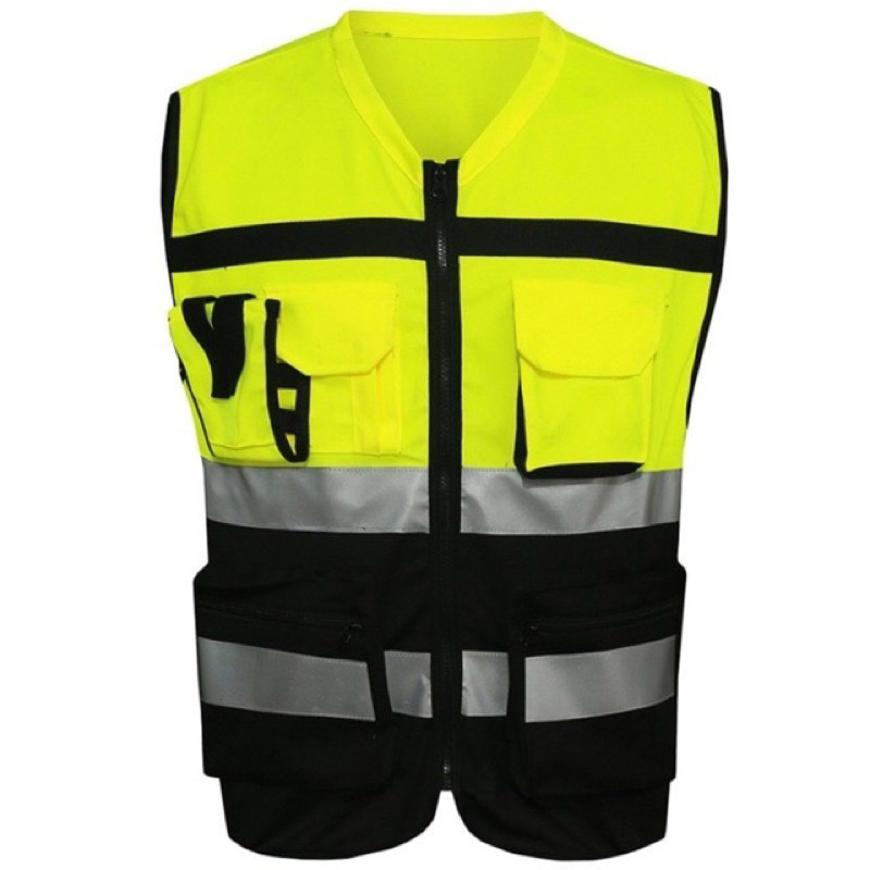 （COD）7 Pocket Class 2 High visibility Zipper front safety vest with ...