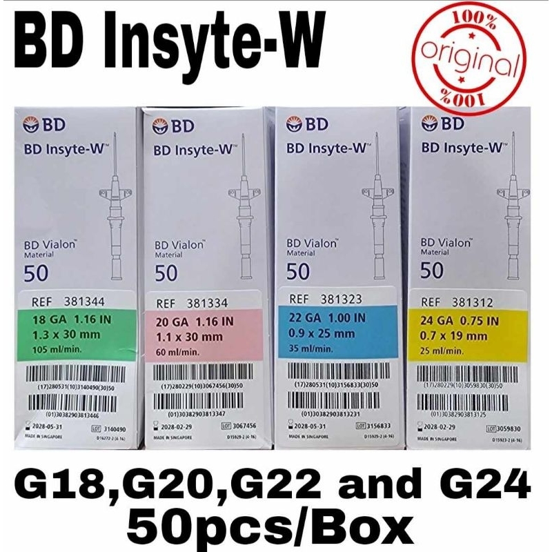 BD Insyte with Wings (50pcs/BOX) Sizes: G18,G20, G22 and G24 | Shopee ...