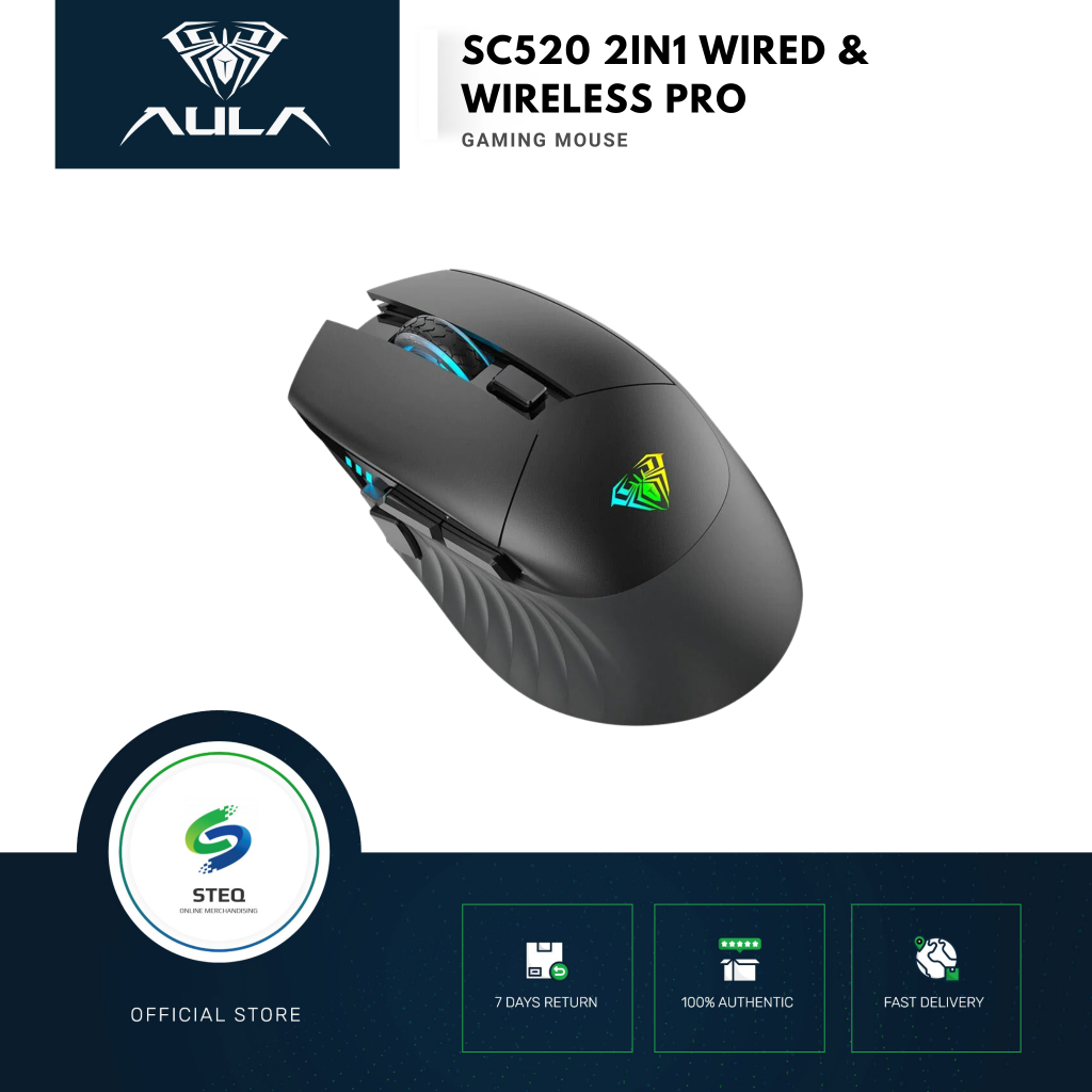Steq AULA SC520 2 in 1 Optical Rechargeable Dual Model Wireless Mouse ...