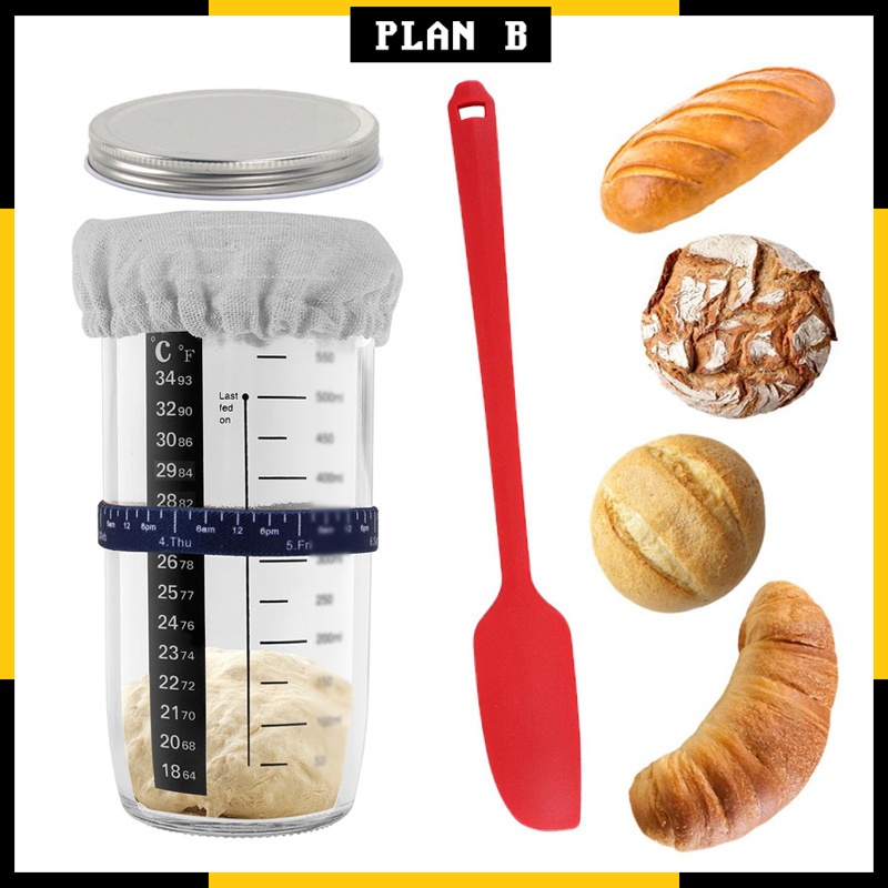 Kit Lievito Madre Con Barattolo 730ml - Include Fascia Data, Lama Pane, Raschietto E Sling Silicone - Foto 4