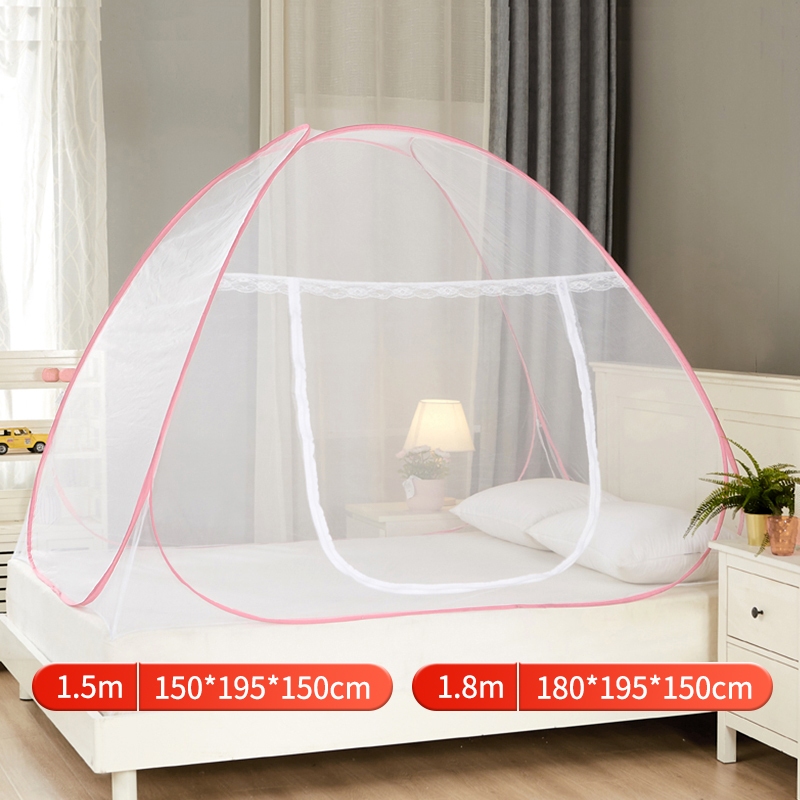 ESH King size 1.8m Foldable Pop Up Mosquito Net Bed Canopy Tent Single Door Fine Holes with Bottom