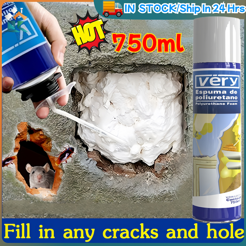 Polyurethane Foam PU Foam Spray 750ml Fills Gaps Around Pipes Vents