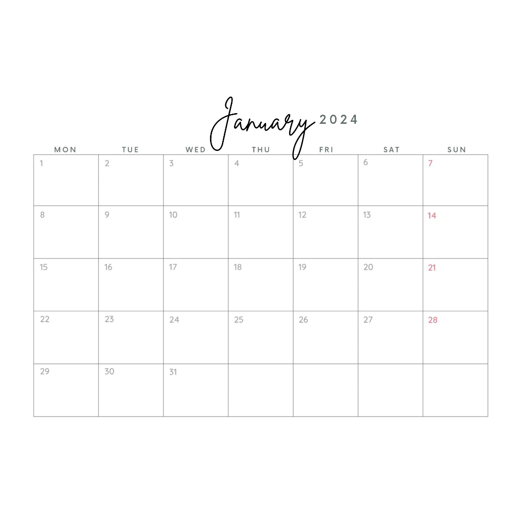 2024 CALENDAR Minimalist design A4 size (LANDSCAPE) Shopee Philippines