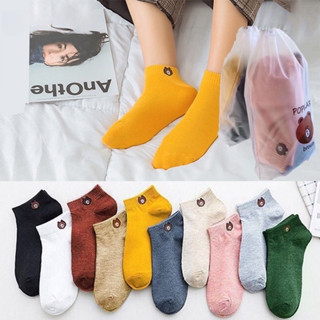 Set of 10 Pair Printed Bear Ankle Socks Couple Socks Unisex Fashion ...